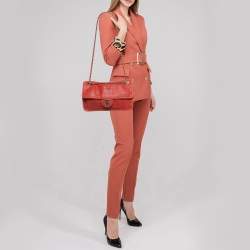 Pre Owned Chanel Red Perforated Leather Up in the Air Flap Bag