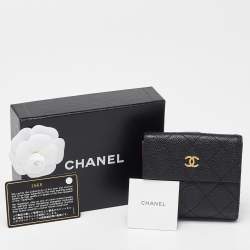 Pre Owned Chanel Black Caviar Leather CC Small Flap Wallet