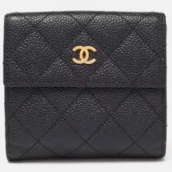 Pre Owned Chanel Black Caviar Leather CC Small Flap Wallet