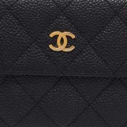 Pre Owned Chanel Black Caviar Leather CC Small Flap Wallet