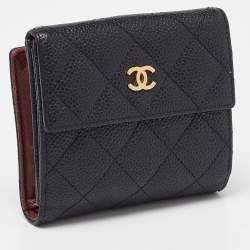 Pre Owned Chanel Black Caviar Leather CC Small Flap Wallet