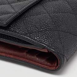 Pre Owned Chanel Black Caviar Leather CC Small Flap Wallet