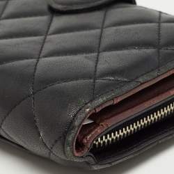 Pre Owned Chanel Black Quilted Leather CC French Wallet