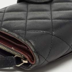 Pre Owned Chanel Black Quilted Leather CC French Wallet