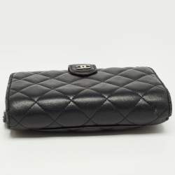 Pre Owned Chanel Black Quilted Leather CC French Wallet