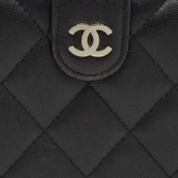 Pre Owned Chanel Black Quilted Leather CC French Wallet