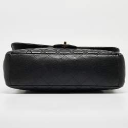 Chanel Black Quilted Caviar Leather Maxi Classic Single Flap Bag