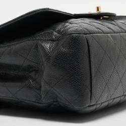 Chanel Black Quilted Caviar Leather Maxi Classic Single Flap Bag