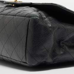 Chanel Black Quilted Caviar Leather Maxi Classic Single Flap Bag