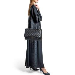 Chanel Black Quilted Caviar Leather Maxi Classic Single Flap Bag