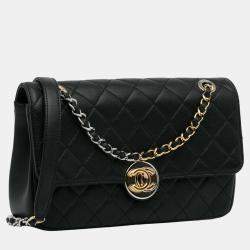 Pre Owned Chanel Black Quilted Classic Single Flap