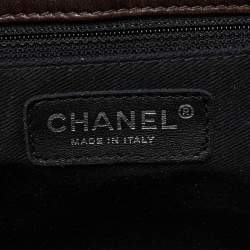 Pre Owned Chanel Dark Brown Leather LAX Accordion Flap Bag