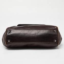 Pre Owned Chanel Dark Brown Leather LAX Accordion Flap Bag