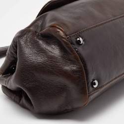 Pre Owned Chanel Dark Brown Leather LAX Accordion Flap Bag
