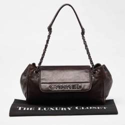 Pre Owned Chanel Dark Brown Leather LAX Accordion Flap Bag