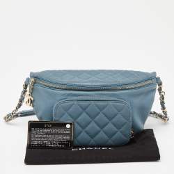Pre Owned Chanel Blue Caviar Leather Business Affinity Waist Bag