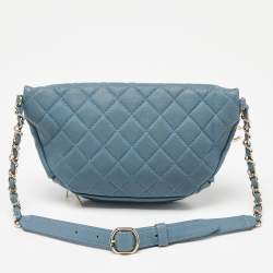 Pre Owned Chanel Blue Caviar Leather Business Affinity Waist Bag