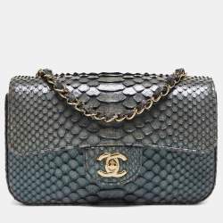 مملوكة مسبقًا Chanel Metallic Blue Python New Mini Classic Flap Bag