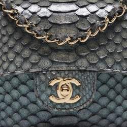 مملوكة مسبقًا Chanel Metallic Blue Python New Mini Classic Flap Bag
