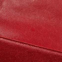 Pre Owned Chanel Red Quilted Caviar Leather New Medium Boy Bag
