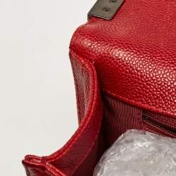 Pre Owned Chanel Red Quilted Caviar Leather New Medium Boy Bag
