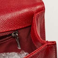 Pre Owned Chanel Red Quilted Caviar Leather New Medium Boy Bag