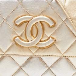 Chanel Gold Quilted Leather CC Flap Shoulder Bag