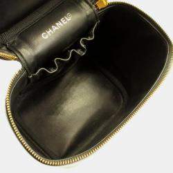Chanel black caviar skin Vertical vanity bag