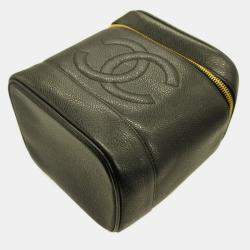 Chanel black caviar skin Vertical vanity bag