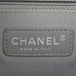 Pre Owned Chanel Grey Leather Medium Reverso Boy Bag