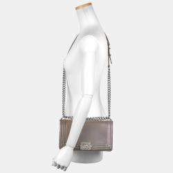 Pre Owned Chanel Grey Leather Medium Reverso Boy Bag