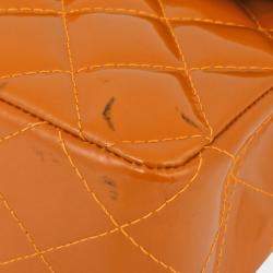 Chanel Orange Patent Leather XS Classic Single Flap Shoulder Bags