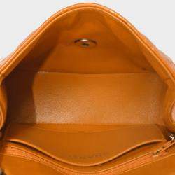 Chanel Orange Patent Leather XS Classic Single Flap Shoulder Bags