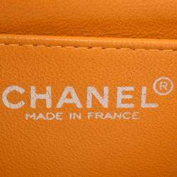Chanel Orange Patent Leather XS Classic Single Flap Shoulder Bags