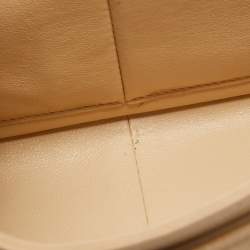 Pre Owned Chanel Light Beige Quilted Caviar Leather Jumbo Classic Double Flap Bag
