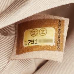 Pre Owned Chanel Beige Iridescent Leather Medium Beaded Classic Single Flap Bag