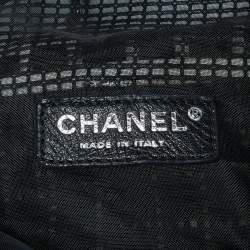 Pre Owned Chanel Black/White Mesh and Leather Bucket Bag 