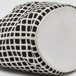 Pre Owned Chanel Black/White Mesh and Leather Bucket Bag 