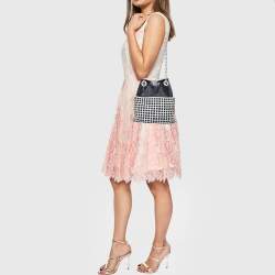Pre Owned Chanel Black/White Mesh and Leather Bucket Bag 