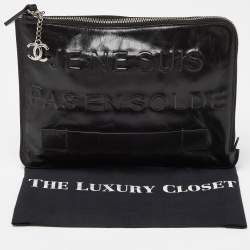 Pre Owned Chanel Black Glossy Leather Je Ne Suis Pas En Solde Pouch