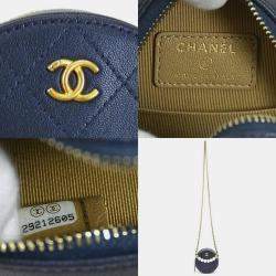 Chanel Blue Leather Round Infinity CC Clutch Bag
