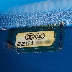 Pre Owned Chanel Blue Python Medium Classic Double Flap Bag