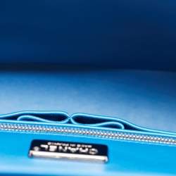 Pre Owned Chanel Blue Python Medium Classic Double Flap Bag