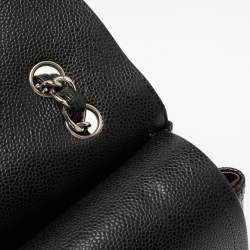 Pre Owned Chanel Black Quilted Caviar Leather Maxi Classic Double Flap Bag