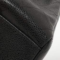 Pre Owned Chanel Black Quilted Caviar Leather Maxi Classic Double Flap Bag