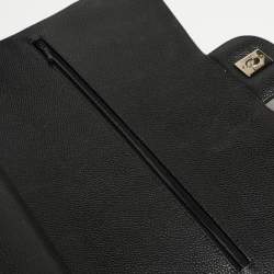 Pre Owned Chanel Black Quilted Caviar Leather Maxi Classic Double Flap Bag