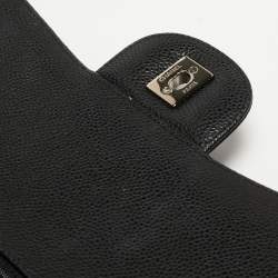 Pre Owned Chanel Black Quilted Caviar Leather Maxi Classic Double Flap Bag
