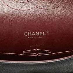 Pre Owned Chanel Black Quilted Caviar Leather Maxi Classic Double Flap Bag
