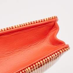 Chanel Orange/Yellow Stripe Patent and Leather CC Wallet On Chain 