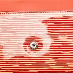 Chanel Orange/Yellow Stripe Patent and Leather CC Wallet On Chain 